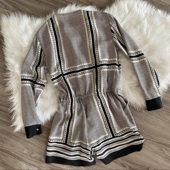 New Revolve x Rachel Zoe Phoebe 100% silk geometric print button front romper - Picture 14 of 16